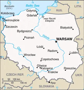 This image shows the draft map of Poland, Europe. For more details of the map of Poland, please see this page below.