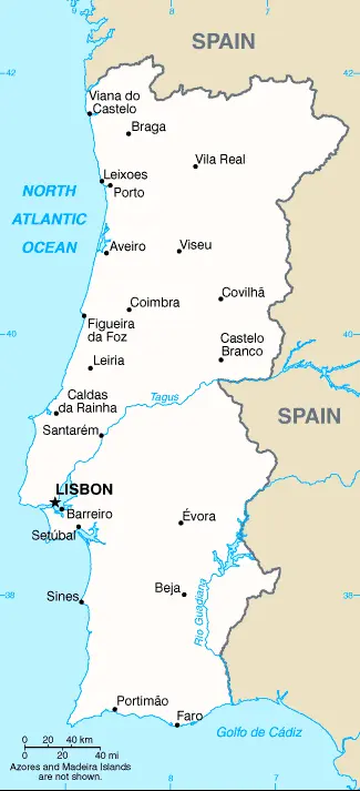 This image shows the draft map of Portugal, Europe. For more details of the map of Portugal, please see this page below.