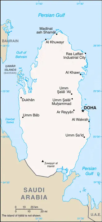 This image shows the draft map of Qatar, Middle East. For more details of the map of Qatar, please see this page below.