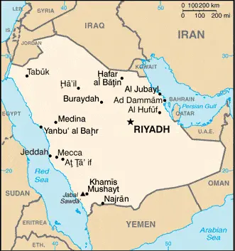 This image shows the draft map of Saudi Arabia, Middle East. For more details of the map of Saudi Arabia, please see this page below.