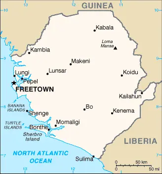 This image shows the draft map of Sierra Leone, Africa. For more details of the map of Sierra Leone, please see this page below.
