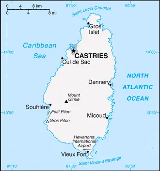 This image shows the draft map of Saint Lucia, Central America, and the Caribbean. For more details of the map of Saint Lucia, please see this page below.