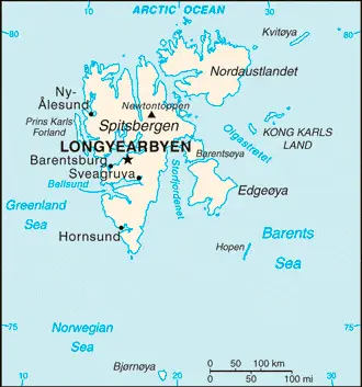 This image shows the draft map of Svalbard, Arctic Region. For more details of the map of Svalbard, please see this page below.