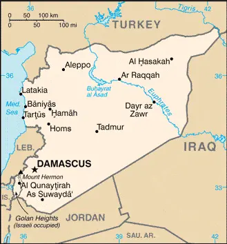 This image shows the draft map of Syria, Middle East. For more details of the map of Syria, please see this page below.