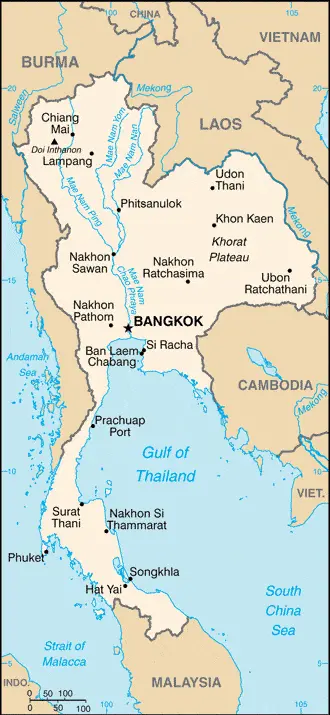 This image shows the draft map of Thailand, Southeast Asia. For more details of the map of Thailand, please see this page below.