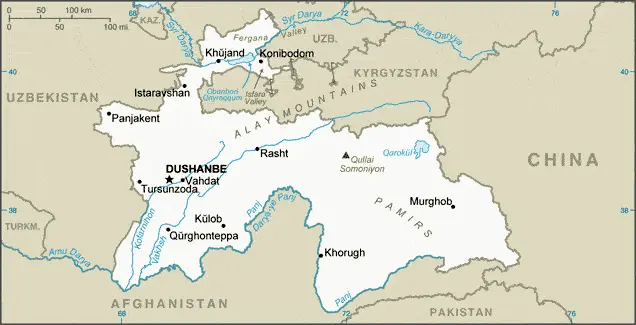 This image shows the draft map of Tajikistan, Asia. For more details of the map of Tajikistan, please see this page below.