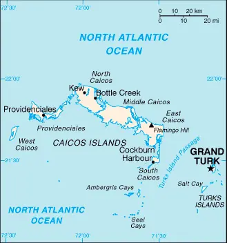 This image shows the draft map of Turks and Caicos Islands, Central America, and the Caribbean. For more details of the map of Turks and Caicos Islands, please see this page below.
