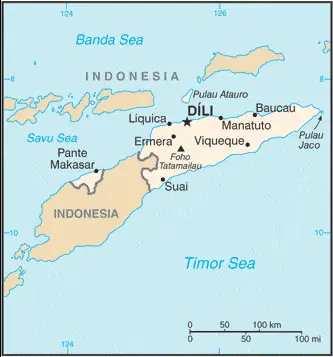 This image shows the draft map of Timor-Leste, Southeast Asia. For more details of the map of Timor-Leste, please see this page below.