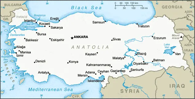 This image shows the draft map of Turkey, Middle East. For more details of the map of Turkey, please see this page below.