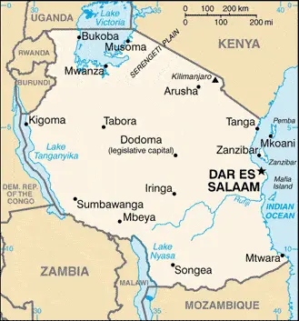 This image shows the draft map of Tanzania, Africa. For more details of the map of Tanzania, please see this page below.