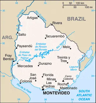 This image shows the draft map of Uruguay, South America. For more details of the map of Uruguay, please see this page below.