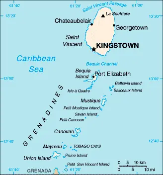 This image shows the draft map of Saint Vincent and the Grenadines, Central America, and the Caribbean. For more details of the map of Saint Vincent and the Grenadines, please see this page below.