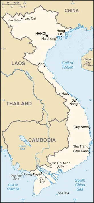 This image shows the draft map of Vietnam, Southeast Asia. For more details of the map of Vietnam, please see this page below.