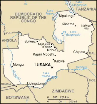 This image shows the draft map of Zambia, Africa. For more details of the map of Zambia, please see this page below.